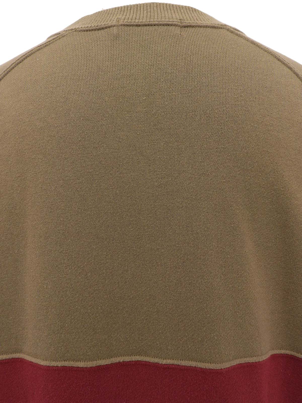 バイカラーロゴ刺繍長袖スウェット ブラウン/ボルドー