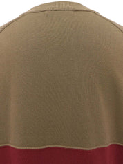 バイカラーロゴ刺繍長袖スウェット ブラウン/ボルドー