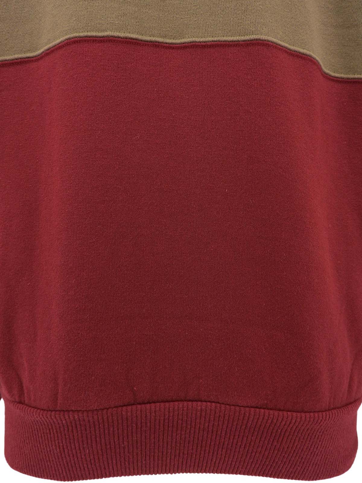 バイカラーロゴ刺繍長袖スウェット ブラウン/ボルドー