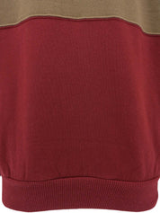 バイカラーロゴ刺繍長袖スウェット ブラウン/ボルドー