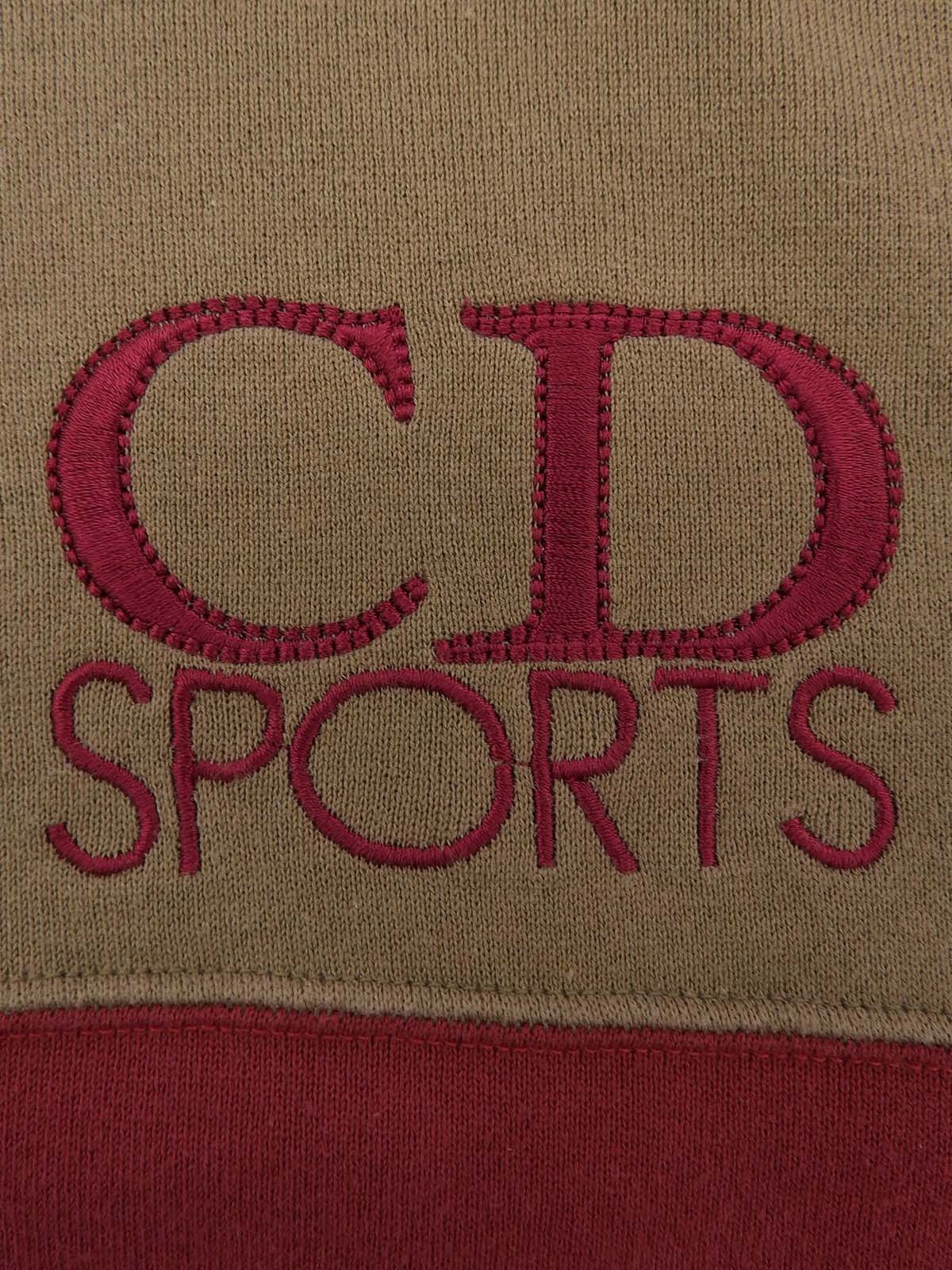 バイカラーロゴ刺繍長袖スウェット ブラウン/ボルドー