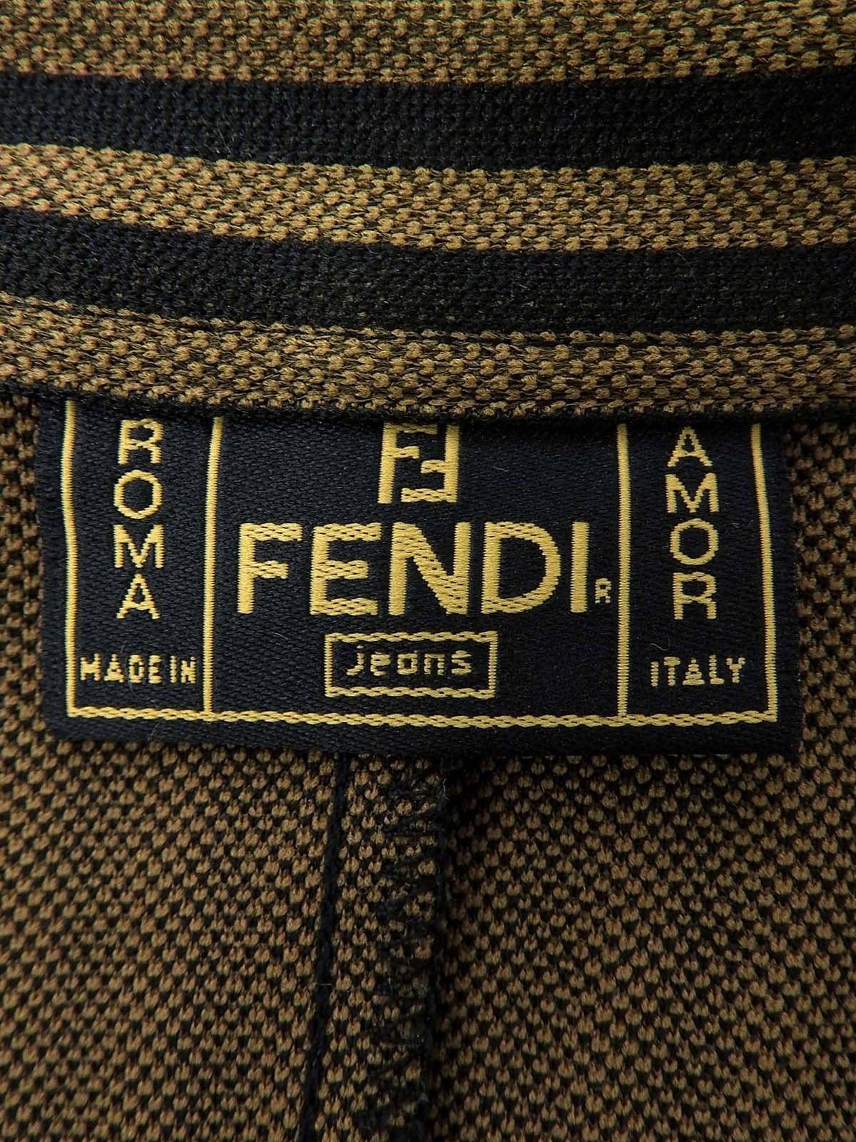 Striped Pattern Logo Button Shirt Brown/Black