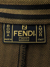 Striped Pattern Logo Button Shirt Brown/Black