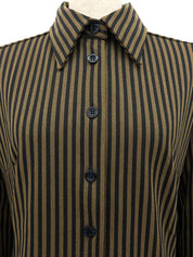 Striped Pattern Logo Button Shirt Brown/Black