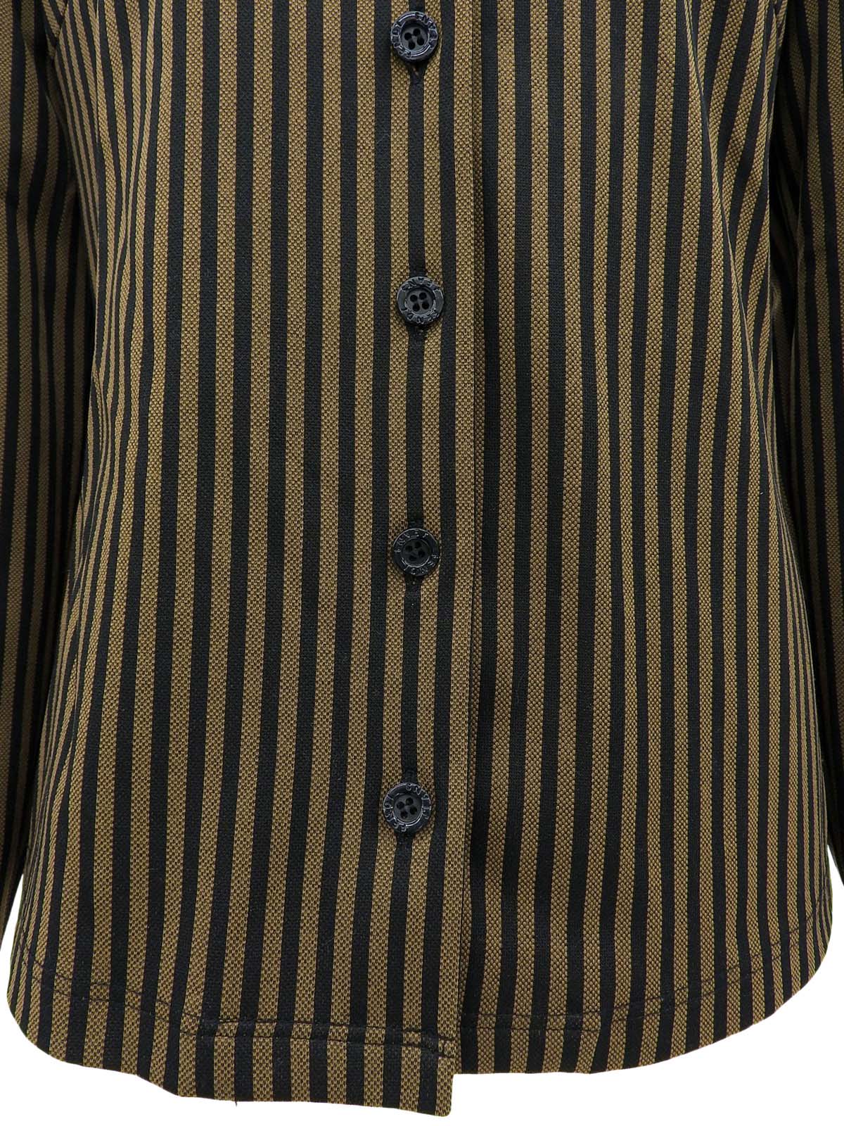 Striped Pattern Logo Button Shirt Brown/Black