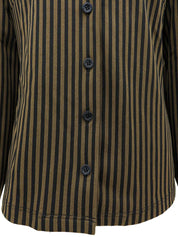 Striped Pattern Logo Button Shirt Brown/Black