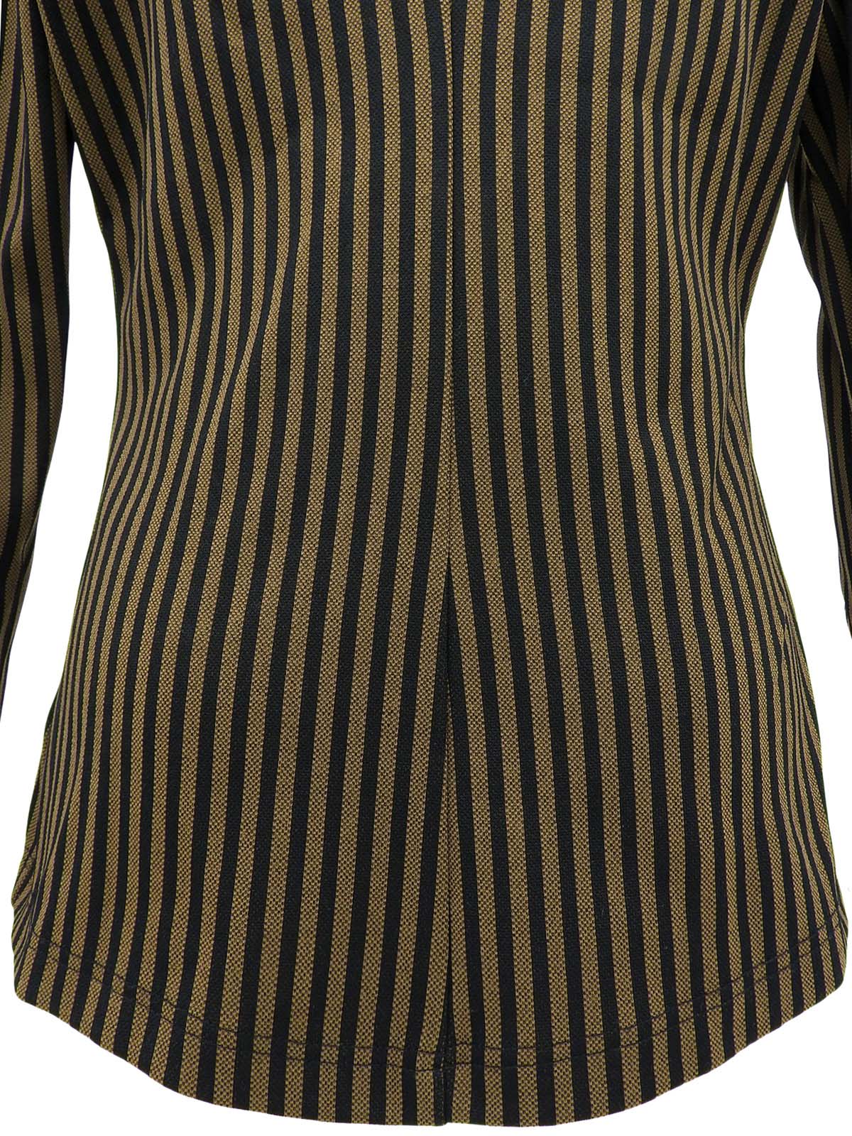 Striped Pattern Logo Button Shirt Brown/Black