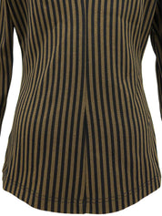 Striped Pattern Logo Button Shirt Brown/Black