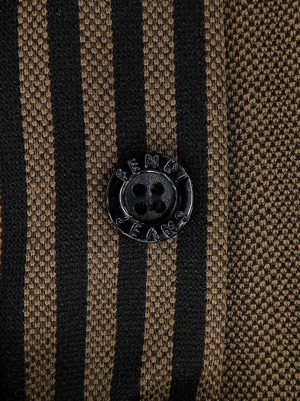 Striped Pattern Logo Button Shirt Brown/Black