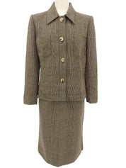 グレンチェックパターンロゴボタンセットアップ ブラウン