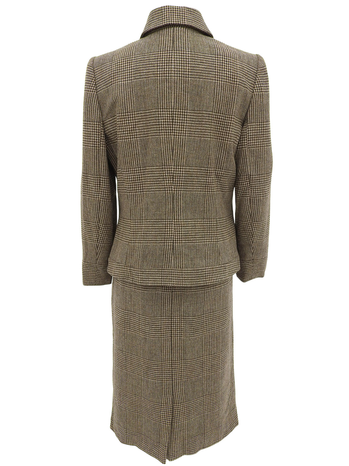 グレンチェックパターンロゴボタンセットアップ ブラウン