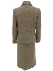 グレンチェックパターンロゴボタンセットアップ ブラウン