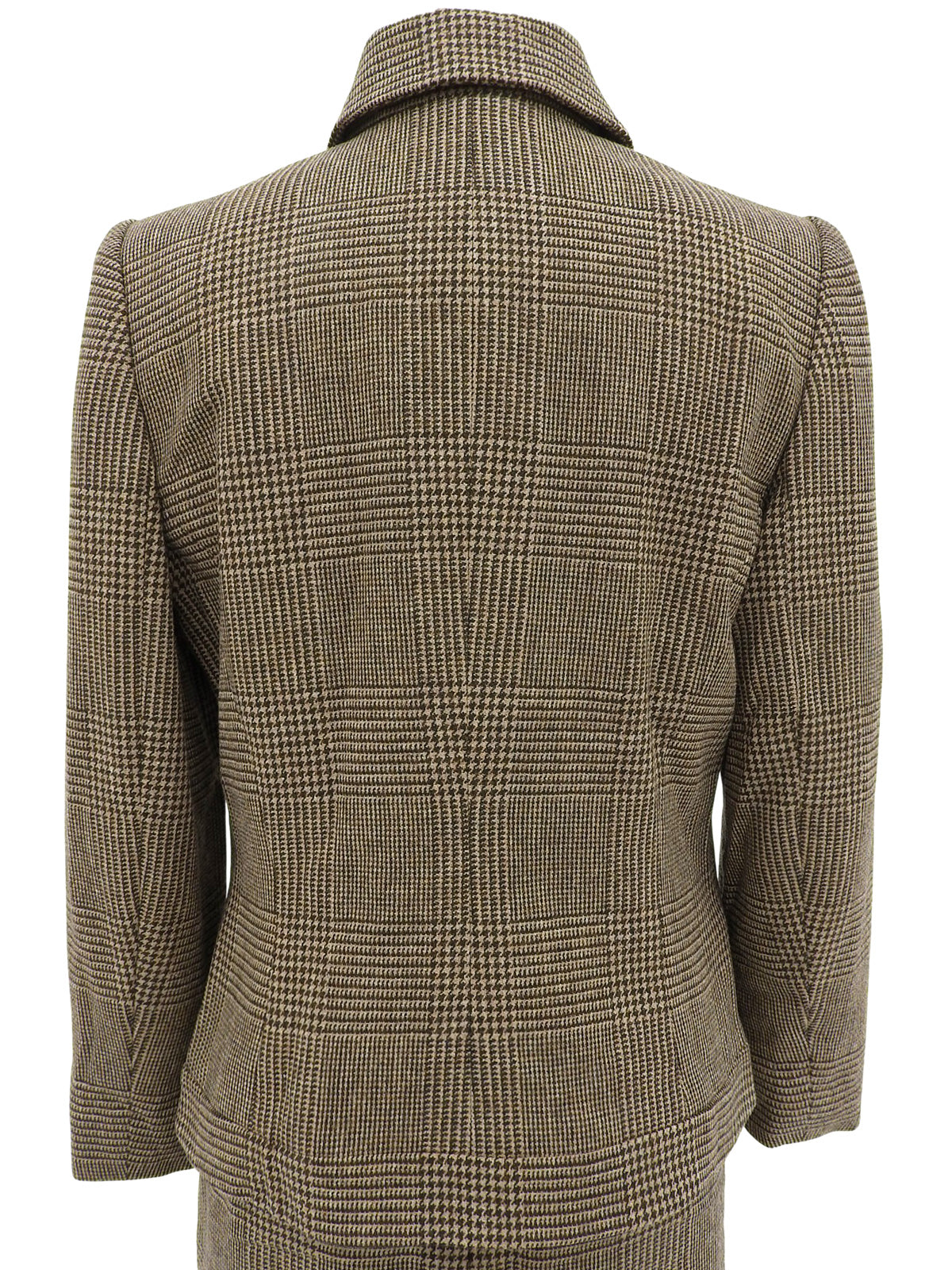 グレンチェックパターンロゴボタンセットアップ ブラウン