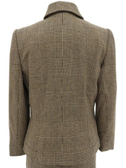 グレンチェックパターンロゴボタンセットアップ ブラウン