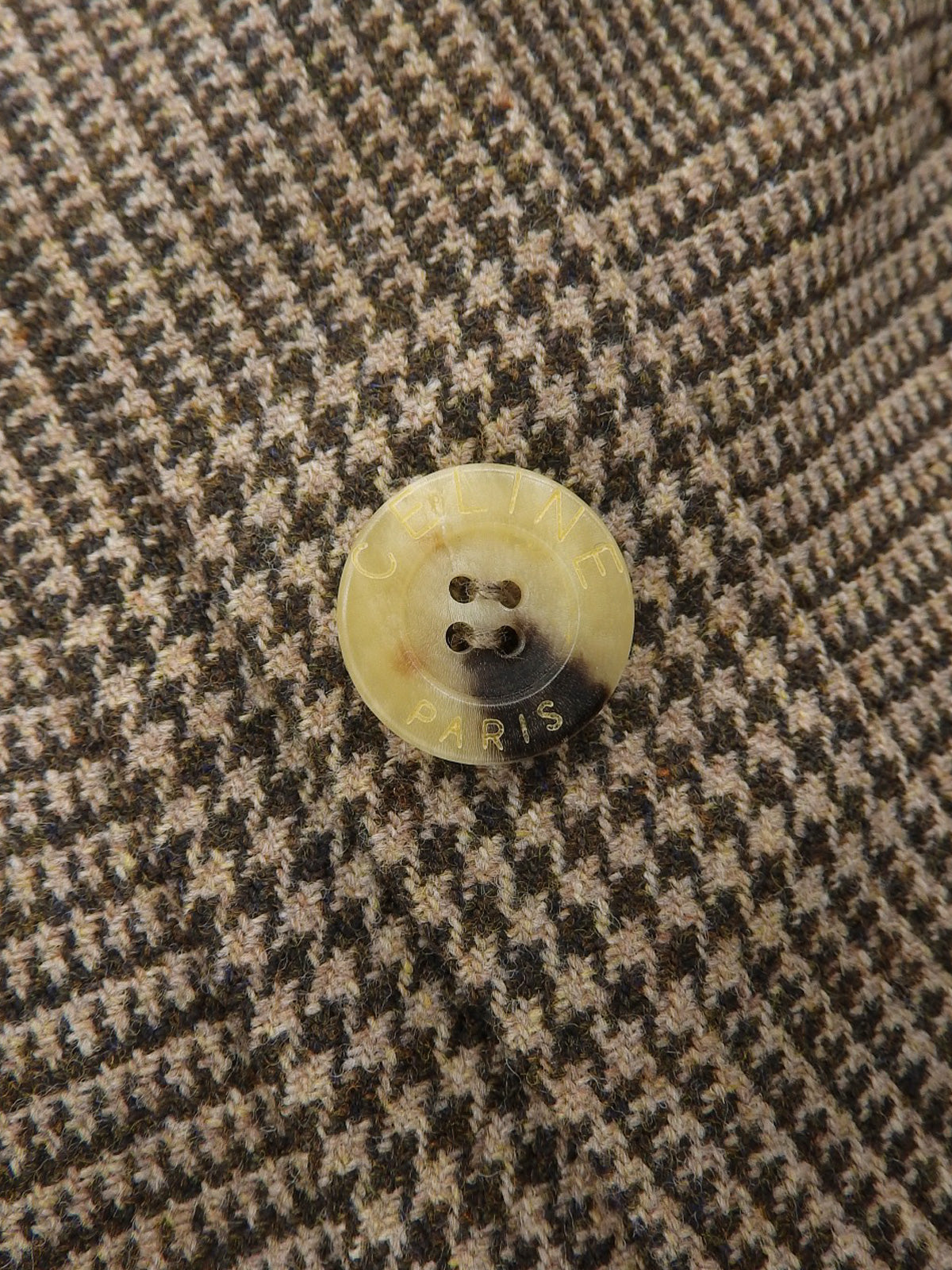 グレンチェックパターンロゴボタンセットアップ ブラウン