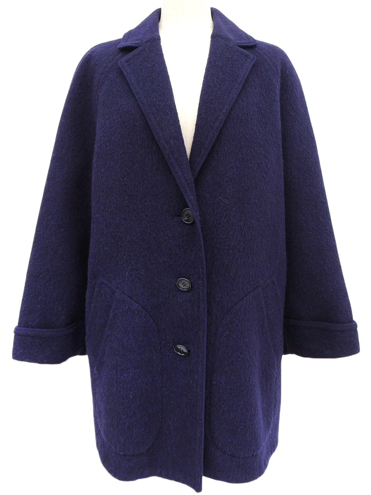 Navy wool raglan sleeve coat