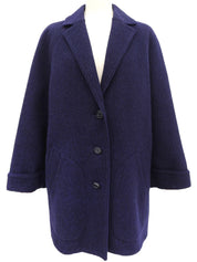 Navy wool raglan sleeve coat