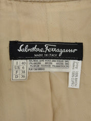 Beige wool logo button long coat