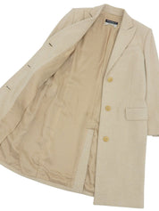 Beige wool logo button long coat