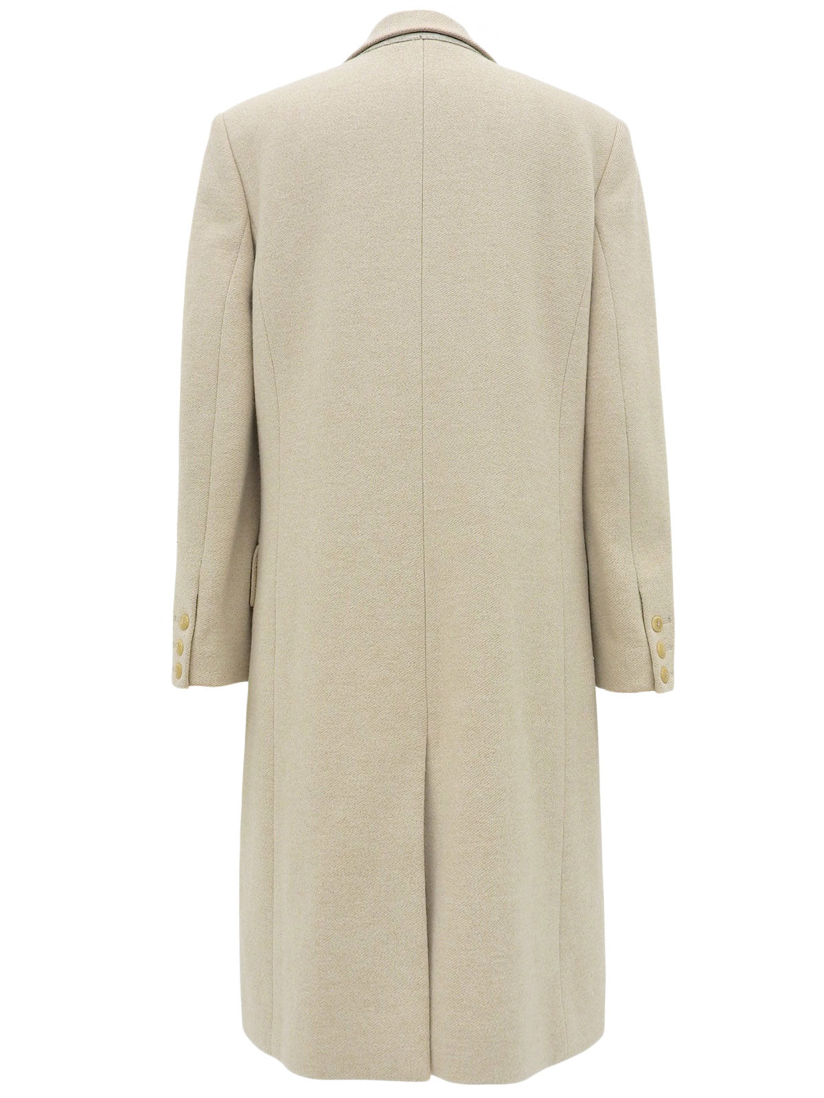 Beige wool logo button long coat
