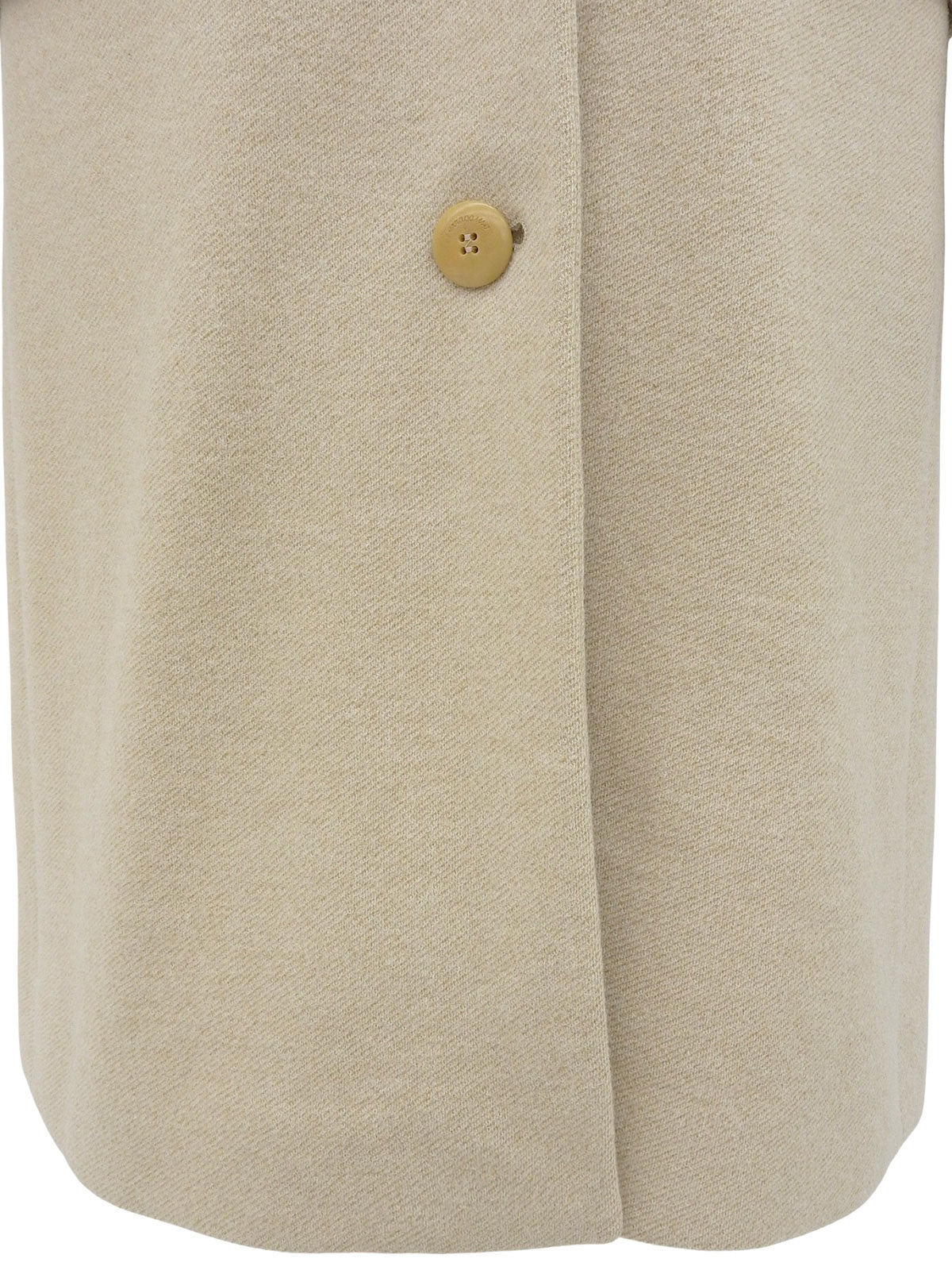 Beige wool logo button long coat