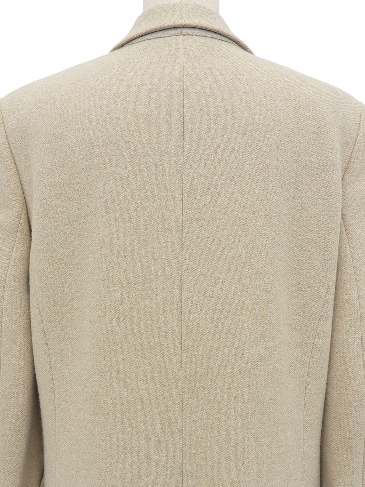 Beige wool logo button long coat