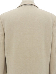 Beige wool logo button long coat