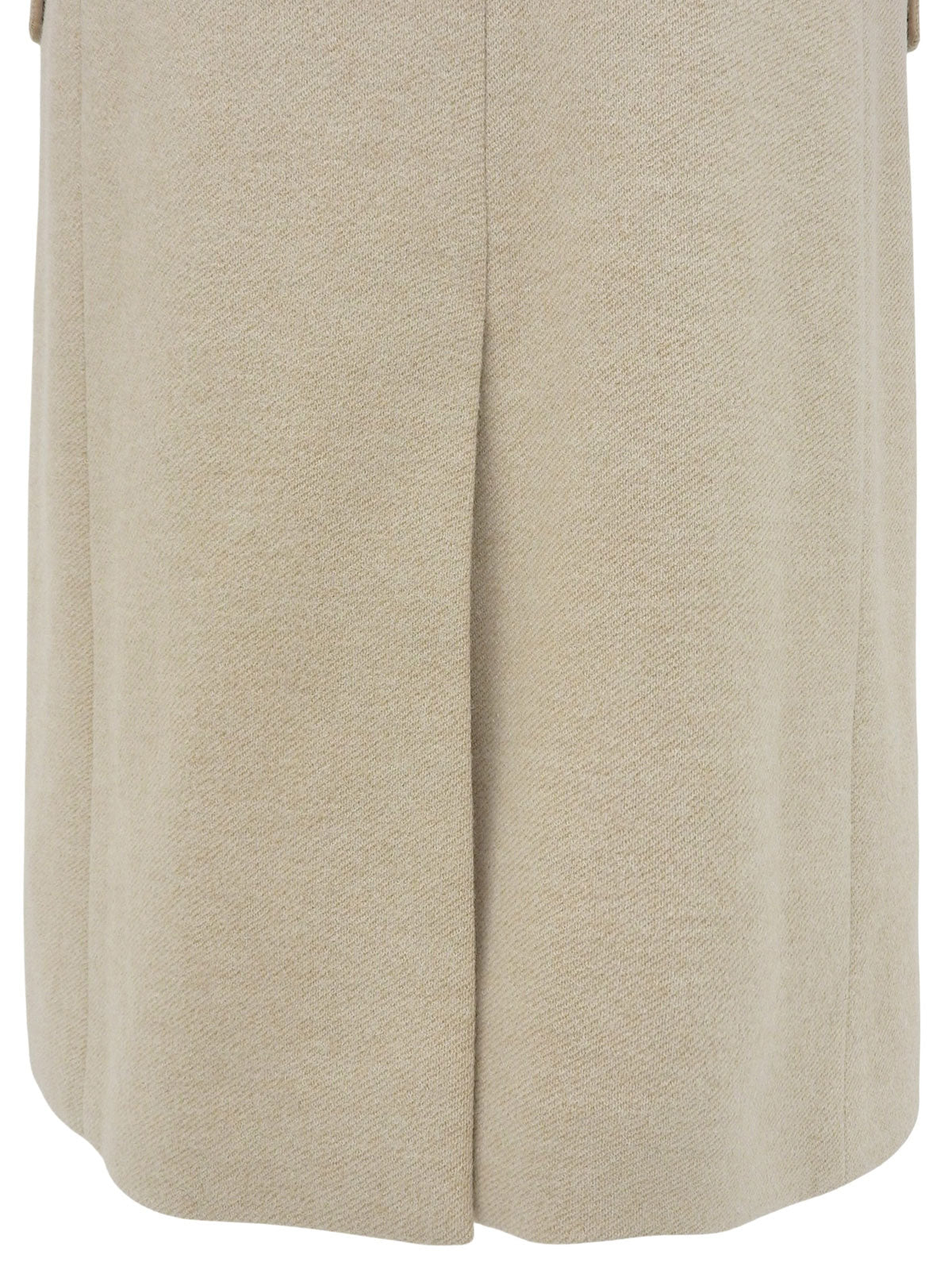 Beige wool logo button long coat
