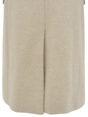 Beige wool logo button long coat