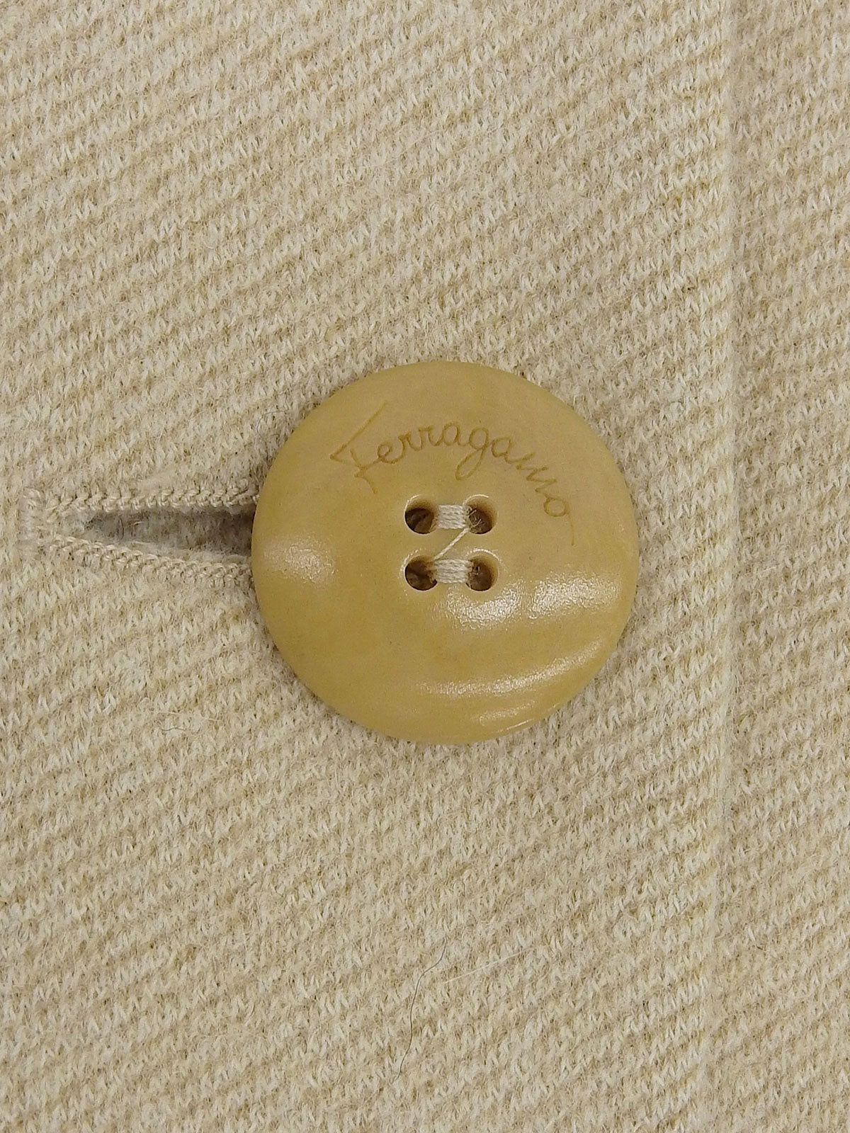 Beige wool logo button long coat