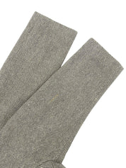 Herringbone Pattern Fur Collar Long Coat Gray/Ivory