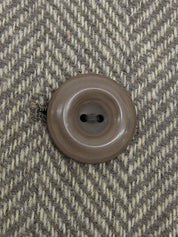 Herringbone Pattern Fur Collar Long Coat Gray/Ivory