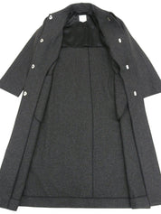 Logo clasp stainless steel collar long coat in charcoal gray