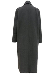 Logo clasp stainless steel collar long coat in charcoal gray