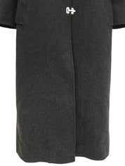 Logo clasp stainless steel collar long coat in charcoal gray