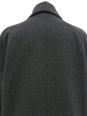 Logo clasp stainless steel collar long coat in charcoal gray