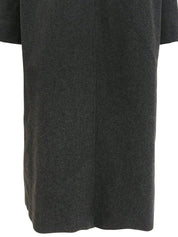 Logo clasp stainless steel collar long coat in charcoal gray