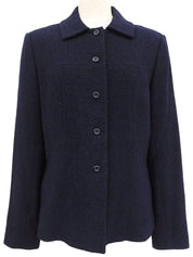 海军蓝羊毛纽扣外套