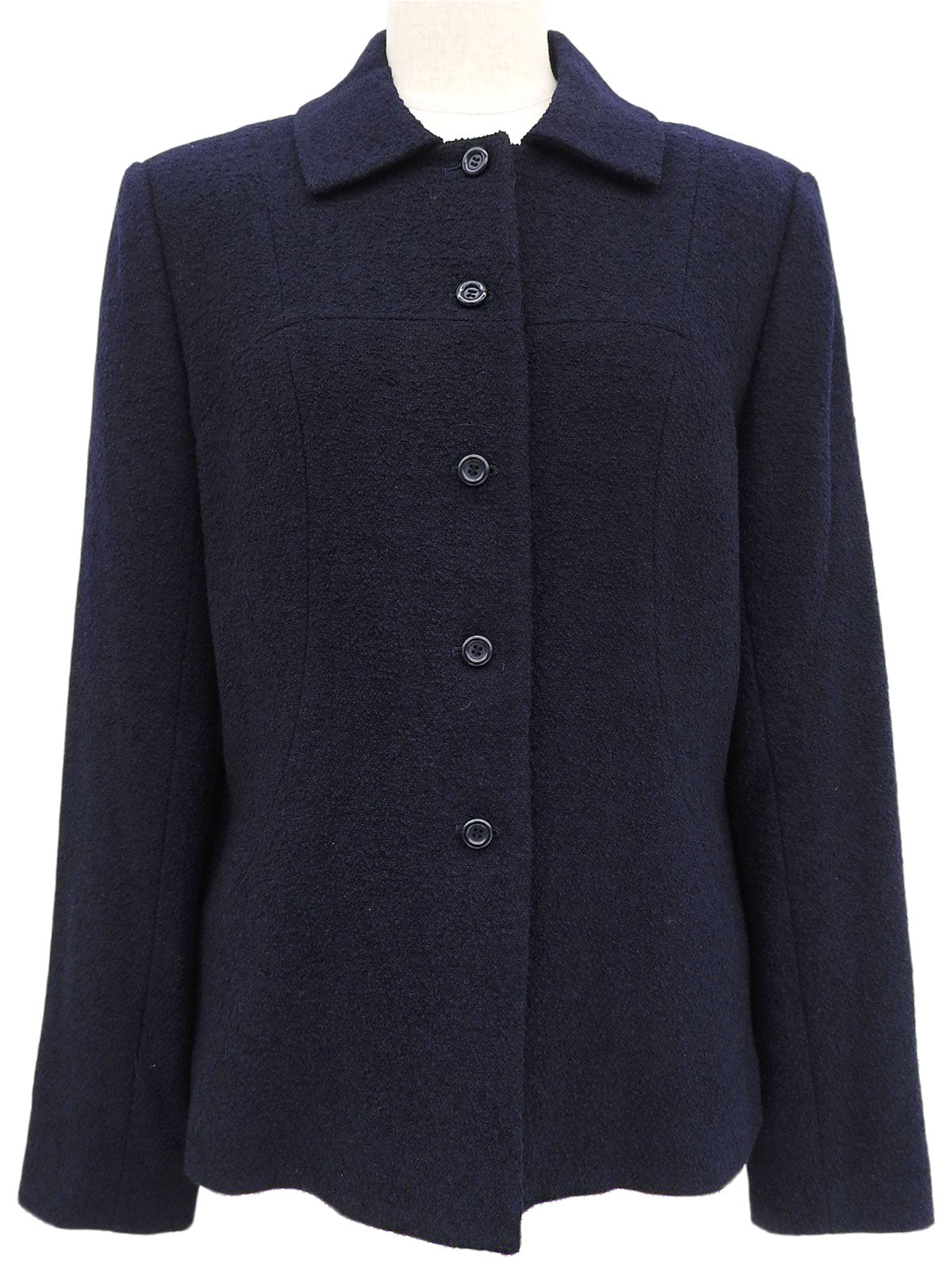 ウールデザインボタンジジャケット ネイビー