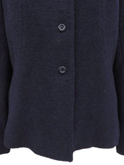 海军蓝羊毛纽扣外套