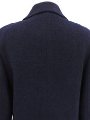 海军蓝羊毛纽扣外套