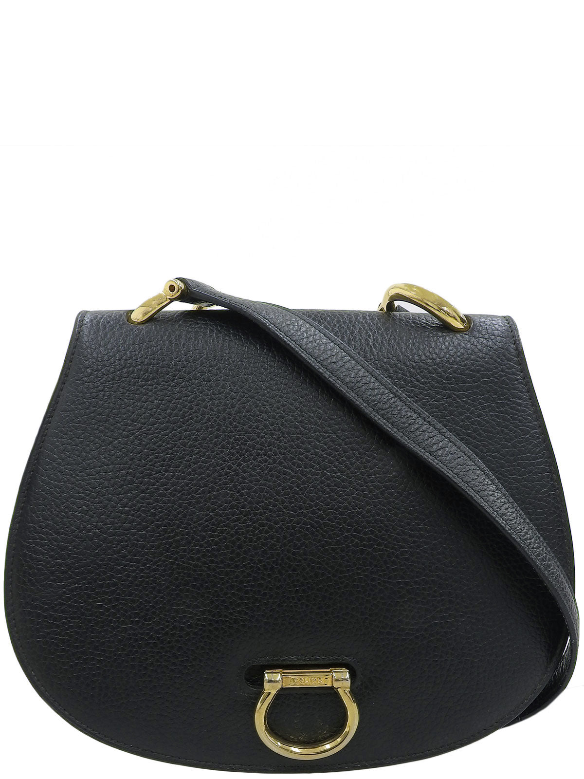 ロゴプレートショルダーバッグ ブラック