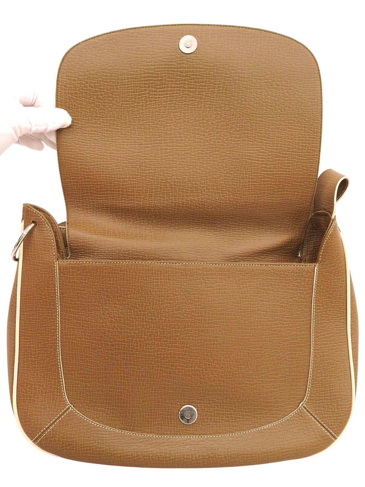 Brown logo embossed shoulder bag