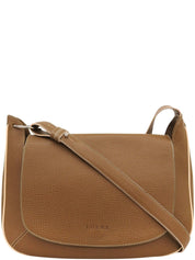 Brown logo embossed shoulder bag