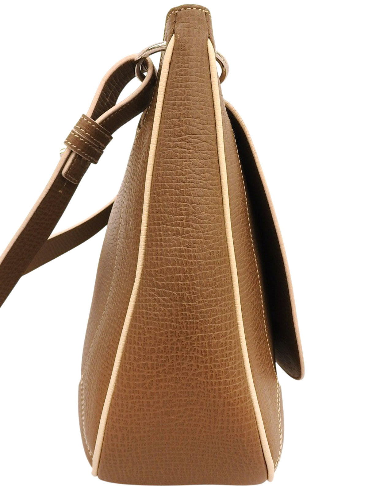 Brown logo embossed shoulder bag