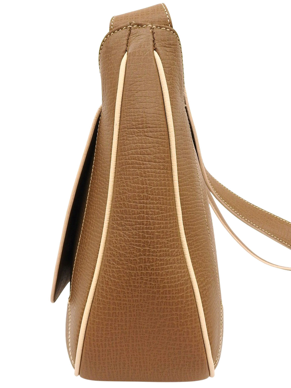 Brown logo embossed shoulder bag