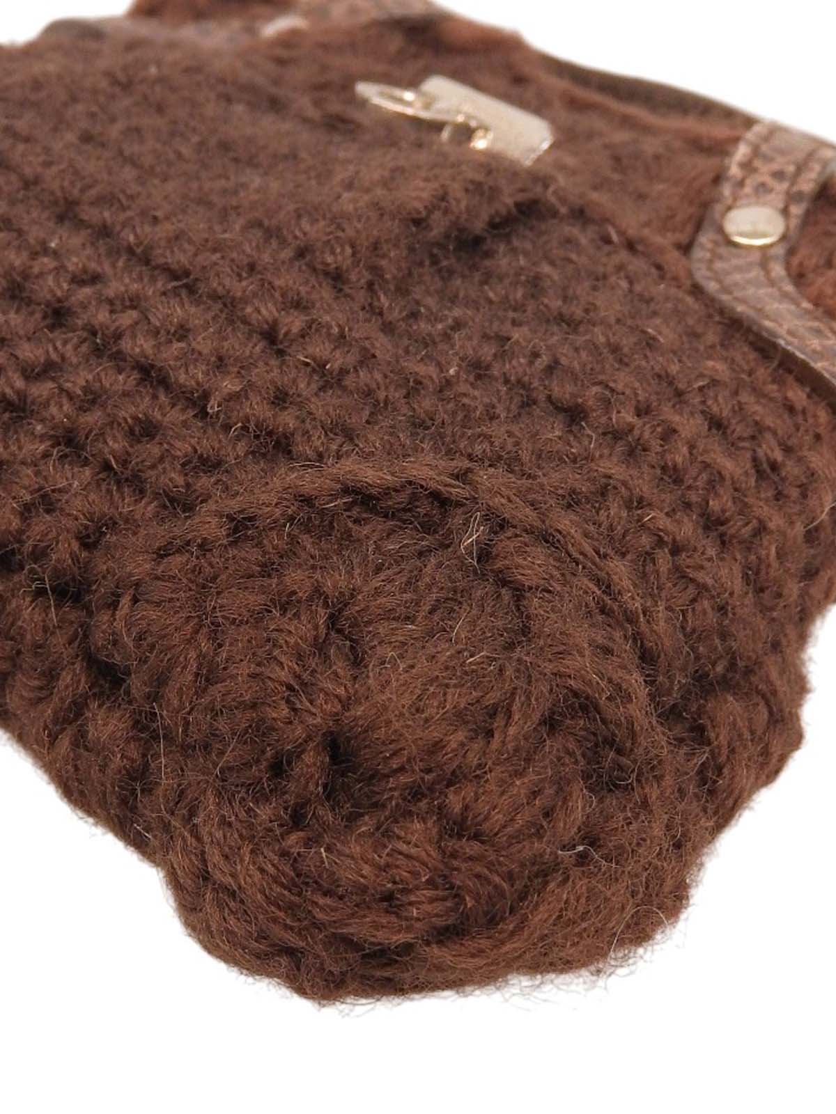 针织蜥蜴压纹 Combi Gancini 盘形零钱包 棕色