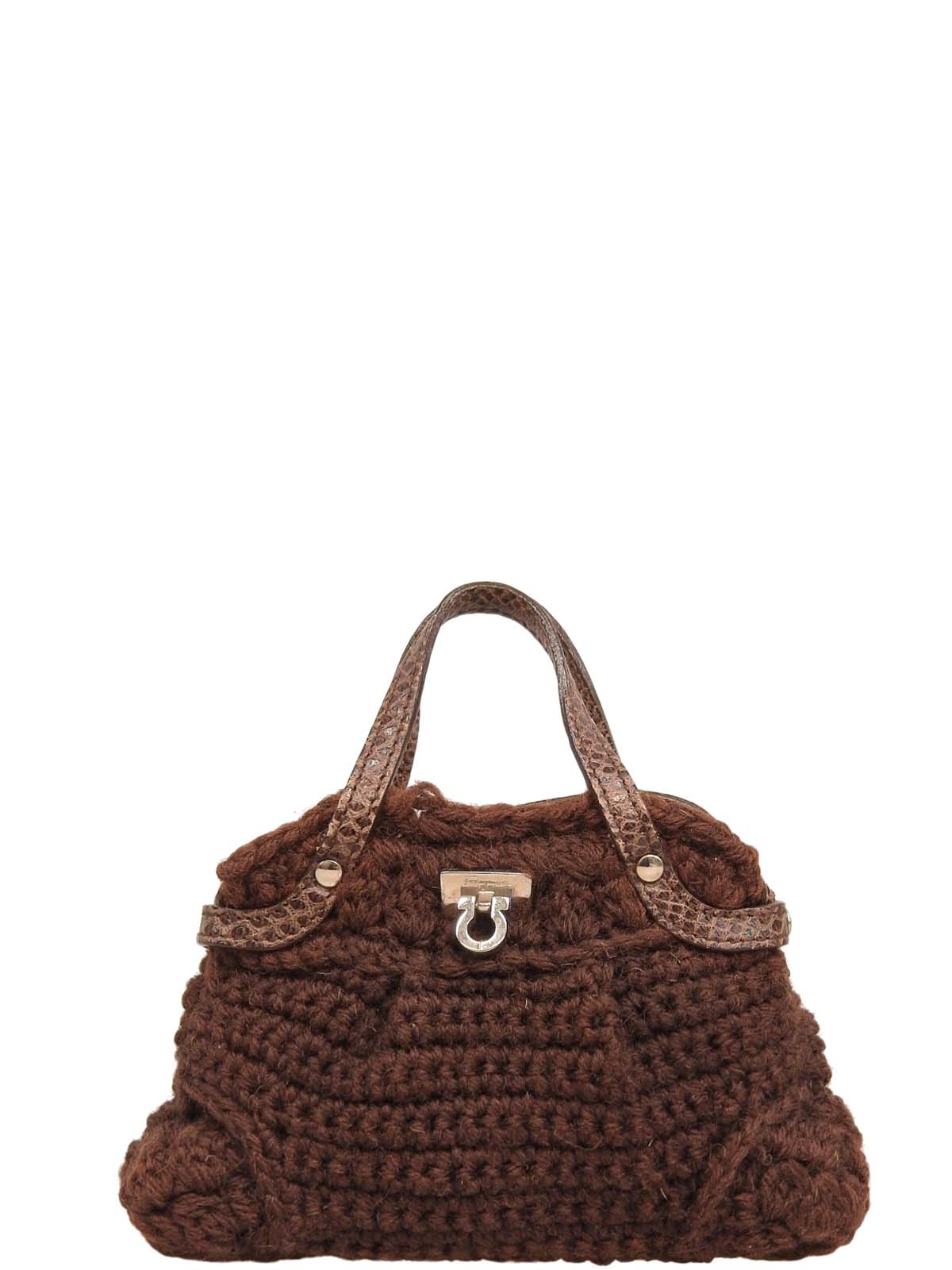 针织蜥蜴压纹 Combi Gancini 盘形零钱包 棕色