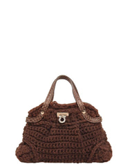 针织蜥蜴压纹 Combi Gancini 盘形零钱包 棕色