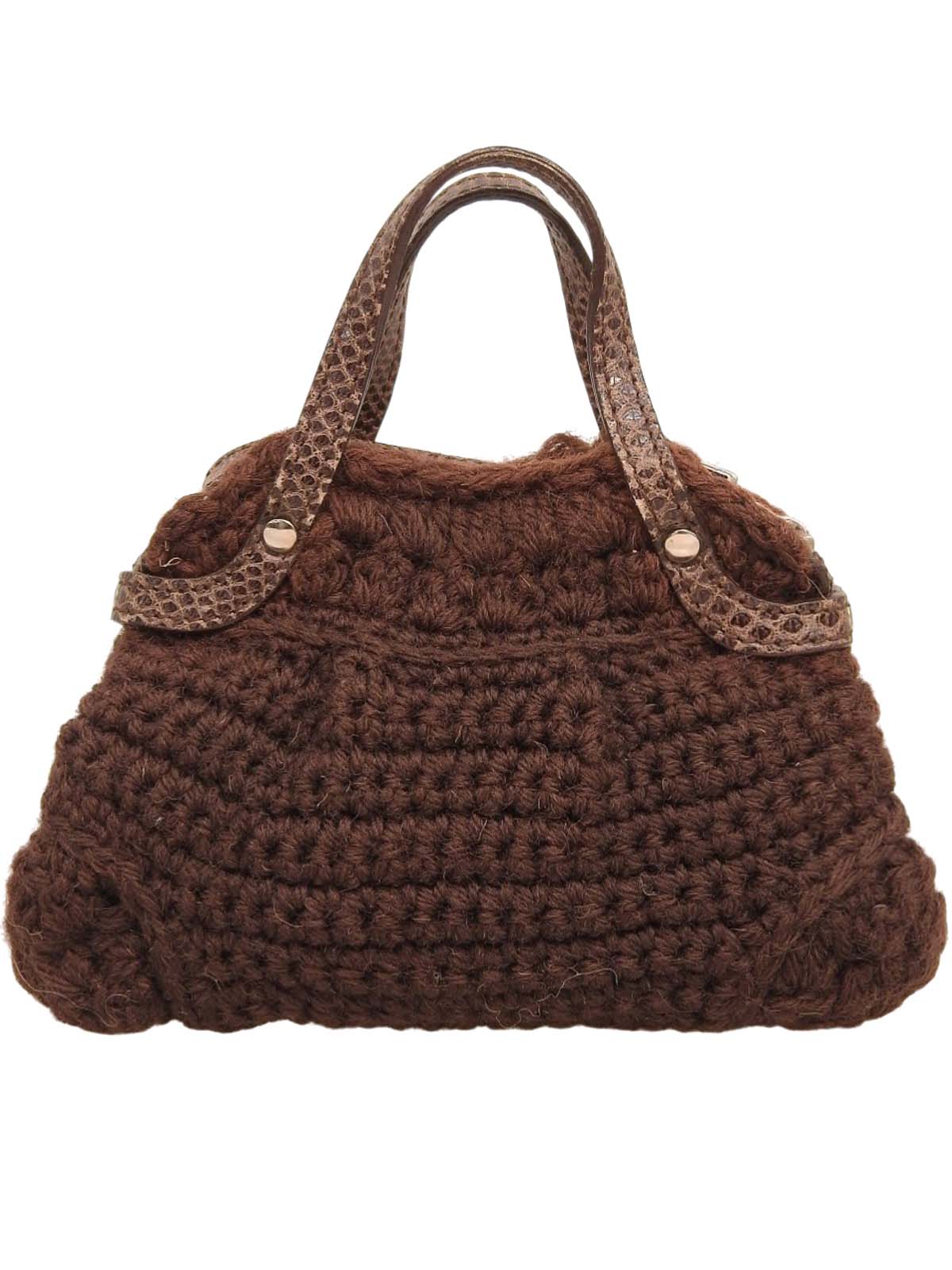 针织蜥蜴压纹 Combi Gancini 盘形零钱包 棕色